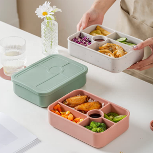 BPA ücretsiz silikon gıda depolama silikon Bento kutusu sızdırmaz beş bölmesi Bento kutusu silikon yemek kabı - Product Image 3