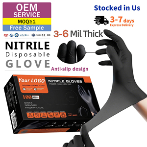 Guantes de nitrilo negros de grado profesional para servicio de alimentos, barbacoa, salón, cuidado de mascotas, taller y protección diaria - Product Image 1