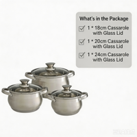 Ensemble de casseroles en acier inoxydable de style américain, écologique, avec couvercle en verre, sans revêtement, compatible induction, passe au lave-vaisselle