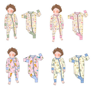 Babylovey Exclusief Patroonontwerp Print Baby 2-weg Rits Romper Babykleding Slaapkleertjes Bamboe Pyjama's Karakter Groothandel - Product Image 4