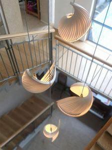 Lampada a Sospensione Moderna in <span class=keywords><strong>Legno</strong></span>, <span class=keywords><strong>Lampadario</strong></span> per Scale a Chiocciola in Stile Giapponese con Logo/Pattern Stampato in 3D - Product Image 4