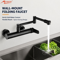 Robinet de cuisine mural pliable en laiton, mitigeur rétractable eau chaude/froide, poignée unique, cartouche céramique, pour évier