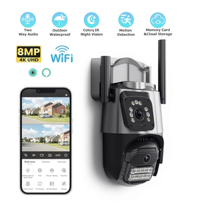 IP <b>Camera</b> 8MP 4K WiFi Surveillance Dual Lens Dual Screen PTZ <b>Camera</b> Red Blue Light Alarm CCTV Security <b>Camera</b> Yoosee ICSEE Alexa - Product Image 1