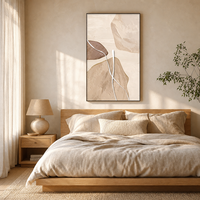 Décoration Murale Moderne Minimaliste en Relief 3D, Peinture sur Toile Texturée Abstraite en Plâtre, Encadrée, Décoration Murale Neutre pour Hôtel et Salon