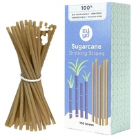 Pailles à boire de canne à sucre compostables jetables populaires pour les fêtes à la maison accessoires de barre de boissons en plastique pour thé à bulles