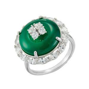 Emerald Chalcedony Open <b>Ring</b> Micro Pave Zircon Adjustable Index <b>Finger</b> <b>Ring</b> Gift Jewelry - Product Image 5