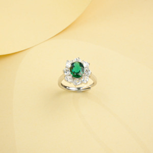 925 Sterling <b>Silver</b> Lab Grown <b>Emerald</b> Fashion <b>Ring</b> - Product Image 3