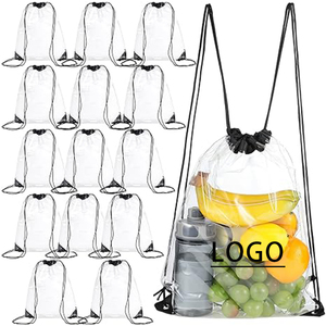 Custom Printing Logo Transparent Plastic Clear <b>Drawstring</b> Bag Waterproof PVC <b>Drawstring</b> <b>Backpack</b> for Stadiums Sporting Events - Product Image 1