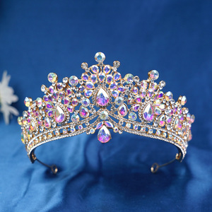 Couronne de mariée baroque de style nouveau, ornée de strass en cristal coloré, accessoires de coiffure pour concours de beauté et mariage - Product Image 2