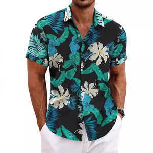 <span class=keywords><strong>Camicia</strong></span> a maniche corte stampata alla moda, Top con colletto rialzato largo e comodo per <span class=keywords><strong>taglie</strong></span> <span class=keywords><strong>forti</strong></span> da <span class=keywords><strong>uomo</strong></span>. Stile vacanza spiaggia - Product Image 2