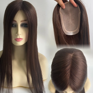 Topper de Cabello Humano Europeo 100% Rubio con Clip, Postizo Kosher Judío de 5x7 Pulgadas con Base de Seda para <span class=keywords><strong>Mujer</strong></span> - Product Image 4