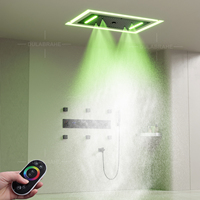 Système de douche luxueux avec éclairage LED, robinet de douche chaud et froid, salle de bain, pomme de douche LED 28*15 pouces avec jet de massage corporel