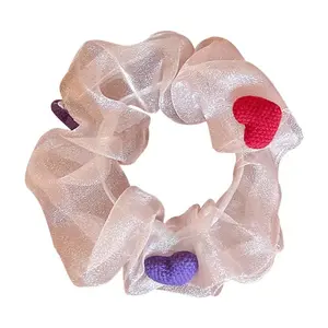 Korean Candy Color Transparent Hair Scrunchies With Colorful Ball Cute Elastic Rubber Girls's Hair Tie