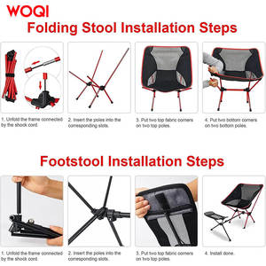 Silla de playa plegable portátil Woqi para exteriores, taburete de camping para adultos con reposapiés y bolsa de transporte - Product Image 5