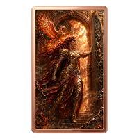 Pièces de monnaie en cuivre à haute relief, 1 TROY OZ, Cuivre pur .999, Pièce rectangulaire Déesse de la Porte du Phénix, Impression UV colorée