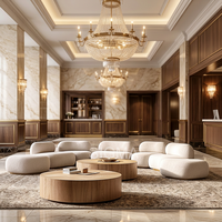 Ensemble de meubles de salon modernes pour l'intérieur, canapé en bois avec coussins moelleux pour chambre d'hôtel