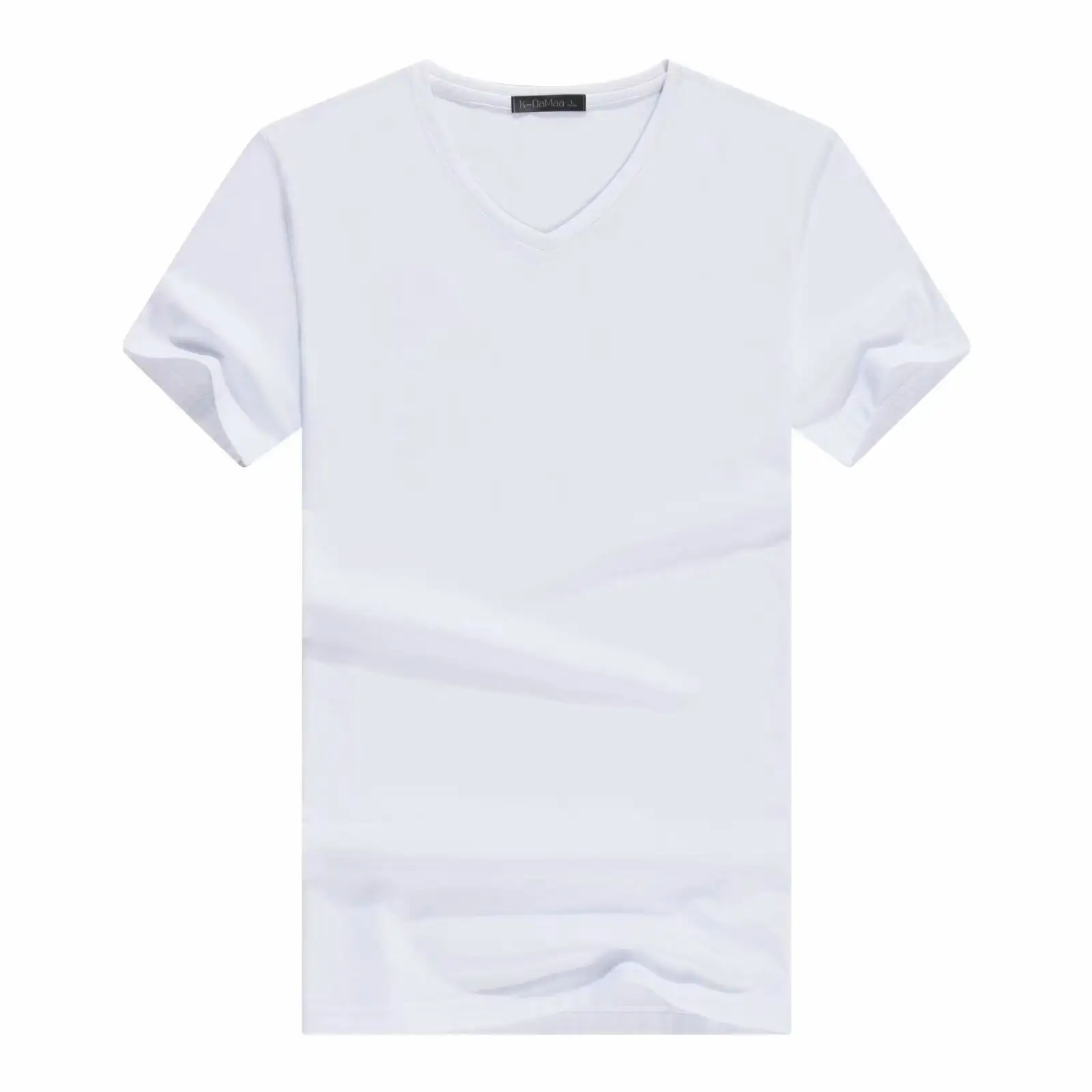 Mode Mannen V-hals T-shirts Met Logo Douane 100% Katoen V-hals Fashion Vlakte V-hals T-shirts