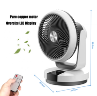 Dernier modèle Ventilateur de table intelligent en plastique numérique de 10 pouces avec oscillation 3D et télécommande Ventilateur de refroidissement de l'air portable pour la maison