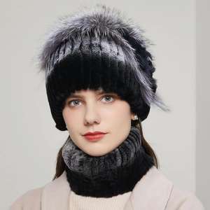 <span class=keywords><strong>JKP</strong></span> หมวกบีนนี่ขนกระต่ายแท้สำหรับผู้หญิง หมวกไหมพรมถักมือแบบปรับได้ หมวกขนสุนัขจิ้งจอกแบบสบายๆ หมวกอุ่นๆ รุ่น 20HY-13 - Product Image 6
