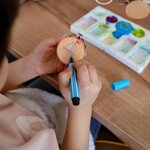 Porte-clés en bois vierges pour artisanat DIY personnalisé, porte-clés ronds en bois pour la création de porte-clés, décorations murales, étiquettes pour animaux de compagnie - Product Image 4