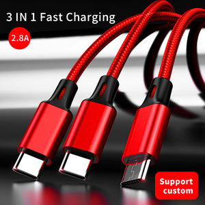 Großhandel 3 in 1 Schnell ladung 1,2 <span class=keywords><strong>m</strong></span> Datenkabel für iPhone Nylon geflochtenes verschleiß festes Micro-USB-Kabel 3 in 1 Ladekabel - Product Image 3