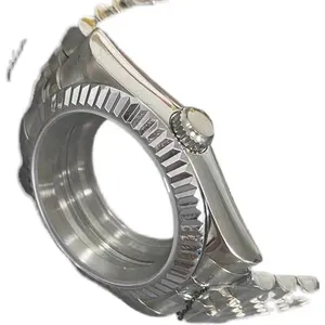 Custodia per tronchi con anello per denti di cane + custodia in acciaio inossidabile trasparente da 39mm adatta per il movimento NH35/36
