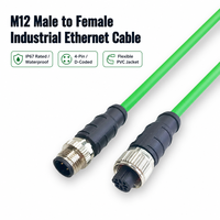 Câble réseau CAT5E 4 conducteurs M12 IP67 étanche avec connecteur aviation 4P et harnais d'automatisation industrielle doré, direct usine