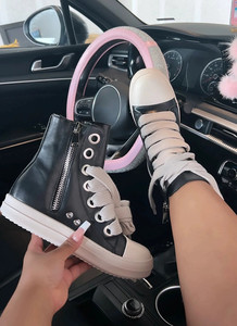 Nuovi Stivaletti alla Caviglia Moda Invernale, Scarpe Casual da Donna <span class=keywords><strong>in</strong></span> <span class=keywords><strong>Pelle</strong></span> <span class=keywords><strong>Nera</strong></span> con Tacco Basso e Lacci - Product Image 5