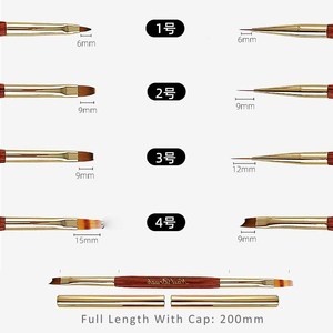 Pinceaux à ongles double tête avec manche en bois, poils en nylon, virole sertie, pour liner plat ovale, gel de construction et manucure nail art - Product Image 2