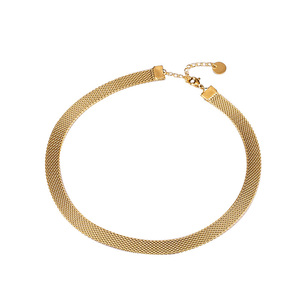 <span class=keywords><strong>Collier</strong></span> <span class=keywords><strong>ras</strong></span> du <span class=keywords><strong>cou</strong></span> Dreamshow en acier inoxydable plaqué or 18 carats avec ceinture en maille - Product Image 3