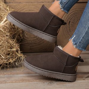 Warm and Comfortable Winter Snow <strong>Boots</strong> <strong>With</strong> Artificial Short Plush Short Tube Suede Round Toe-for Less Than 3cm <strong>Low</strong> <strong>Heel</strong> - Product Image 5