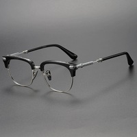 Monture de lunettes pour homme style Jay Chou, rétro britannique, faite à la main, en titane pur, pour grands visages, en acétate, sculptée avec précision, VERTICAL
