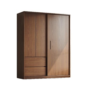<span class=keywords><strong>Armadio</strong></span> con Ante <span class=keywords><strong>Scorrevoli</strong></span> in Legno Massello di Quercia, Design Moderno e Semplice, Arredamento per Camera da Letto, Colore Noce - Product Image 6