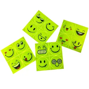 Reflective Promotional Customized PVC Retro Kids Smile Reflective Adhesive Car Stickers For Safety Helmet