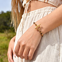 Bracelet en pierres naturelles colorées SL378, perles en acier inoxydable doré, fermoir OT, bijoux empilables pour femmes