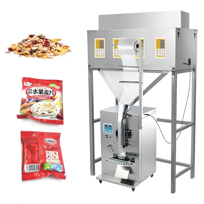 Multi-teste polvere granello pesatura riempitrice noci cereali grano farina di fagioli spezie macchina imballatrice automatica del sacchetto
