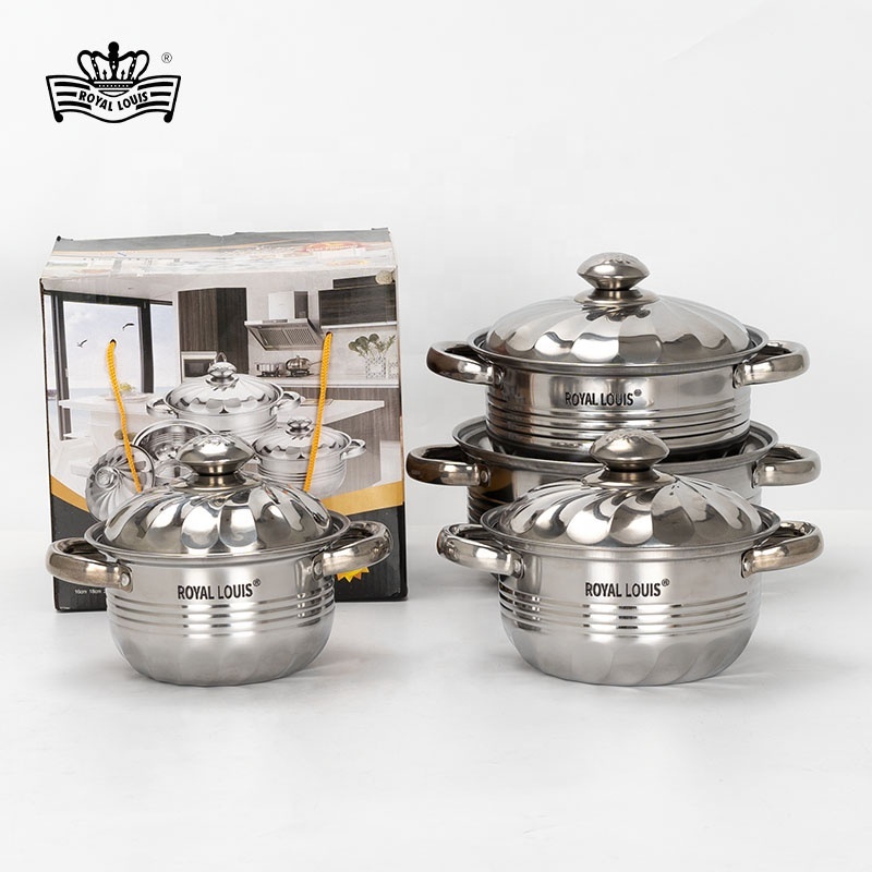 Royal Louis 8pcs Stainless Steel Cookware Set Spiral Pattern Steel Lid Modern Design for Home Kitchen Tools Kitchenware