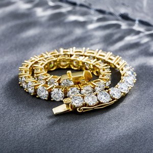 Bijoux de mode hip-hop de haute qualité en <span class=keywords><strong>argent</strong></span> sterling RQ 925 avec moissanite couleur <span class=keywords><strong>D</strong></span>, taille ronde 3-5 mm, style tennis - Product Image 3