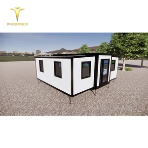 オフィスブースビルディングコンテナメルボルンジーロングプレハブ2ベッドルーム拡張可能な家リビングルームキッチンと1バスルーム