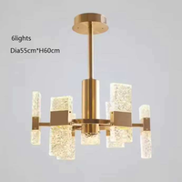 Lustre carré moderne en verre à LED avec effet d'ondulation d'eau, en métal doré de luxe, pour salle à manger, chambre à coucher, salon