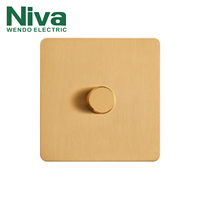 Interrupteurs muraux carrés en acier inoxydable Niva Luxury Modern Metal Light Dimmer 86x86mm, norme UK/EU/US, installation facile