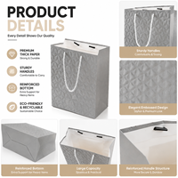 Sac en papier gaufré de luxe prêt à commander avec poignée en corde, service de logo personnalisé, fond durable pour emballage cadeau de magasin de vêtements