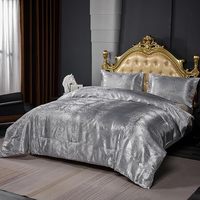 Couette européenne en coton jacquard satiné Broderie luxueuse 4 pièces Housse de couette géométrique Couvre-lit Drap de luxe