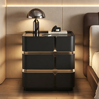 Table de chevet intelligente avec chargeur sans fil et lumière LED intégrée, armoire de chevet moderne avec tiroir de rangement pour chambre à coucher