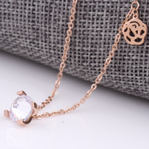 Collier pendentif en zircon en forme de goutte d'eau en or rose pour femmes, bijoux de mode, cadeau - Product Image 4