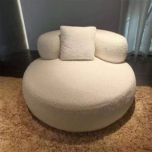Sillón Individual de Salón, Pequeño, con Brazos, Tapizado en Terciopelo Bouclé, Sillón de Ocio, Sillón Giratorio Redondo Blanco - Product Image 2