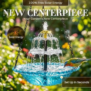 Fuente de Agua en Cascada para Pájaros, con Energía Solar, Recipiente de Plástico, Bomba de Agua Ecológica para Jardín y Patio - Product Image 5