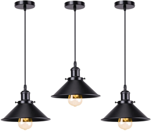 Lampada pensile ristorante Cafe retrò E27 E26 metallo nero Loft <span class=keywords><strong>Bar</strong></span> plafoniera industriale Vintage lampada a sospensione - Product Image 1