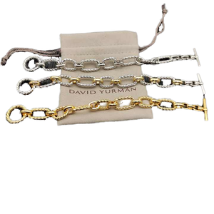 Pulsera de Plata de Ley S925 con Dijes Pequeños en Forma de X de <span class=keywords><strong>David</strong></span> Yarmans, Pulseras Modernas con Baño de Oro, Joyería de Latón - Product Image 4
