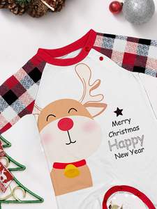 Ensemble de pyjamas en tricot thermique doux et respirant à imprimé de Noël en plaid de renne <span class=keywords><strong>Anta</strong></span> Claus, taille élastique personnalisée, famille parent-enfant - Product Image 5
